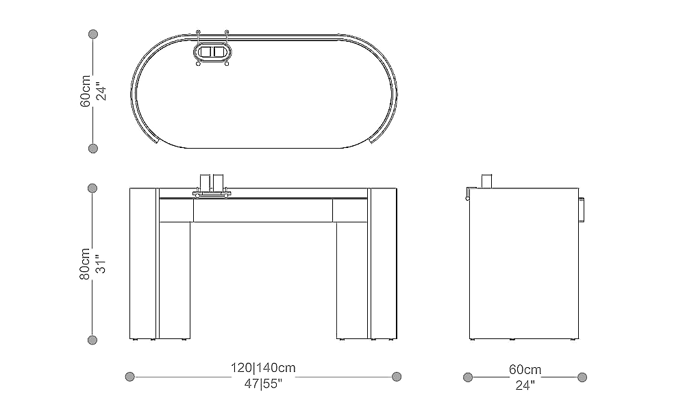 Image of the main dimensions of the product